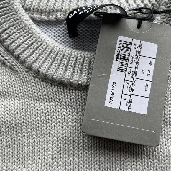 NWT Balenciaga License Crewneck Pullover Sweater Gray Embroidered Logo Sz Small - Picture 3 of 13